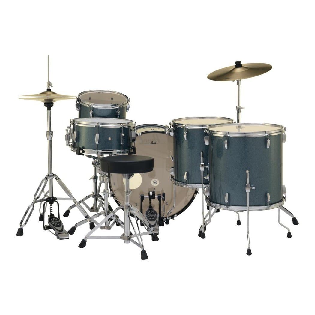 Pearl Roadshow 5-pc Classic Rock Drum Set w/Hardware and Cymbals - Aqua Blue Glitter