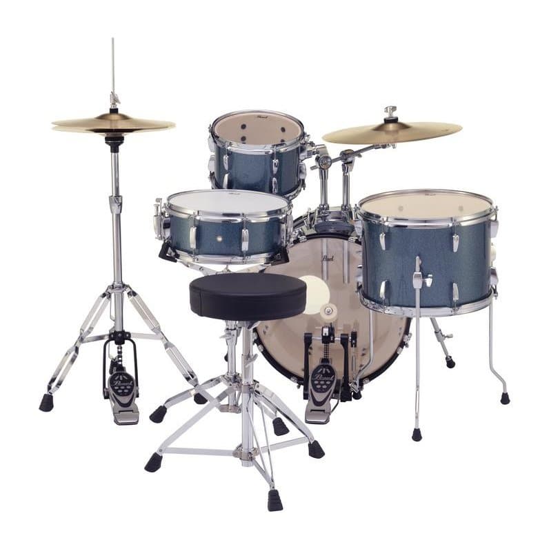 Pearl Roadshow Complete 4-pc Drum Set w/Hardware and Cymbals - Aqua Blue Glitter