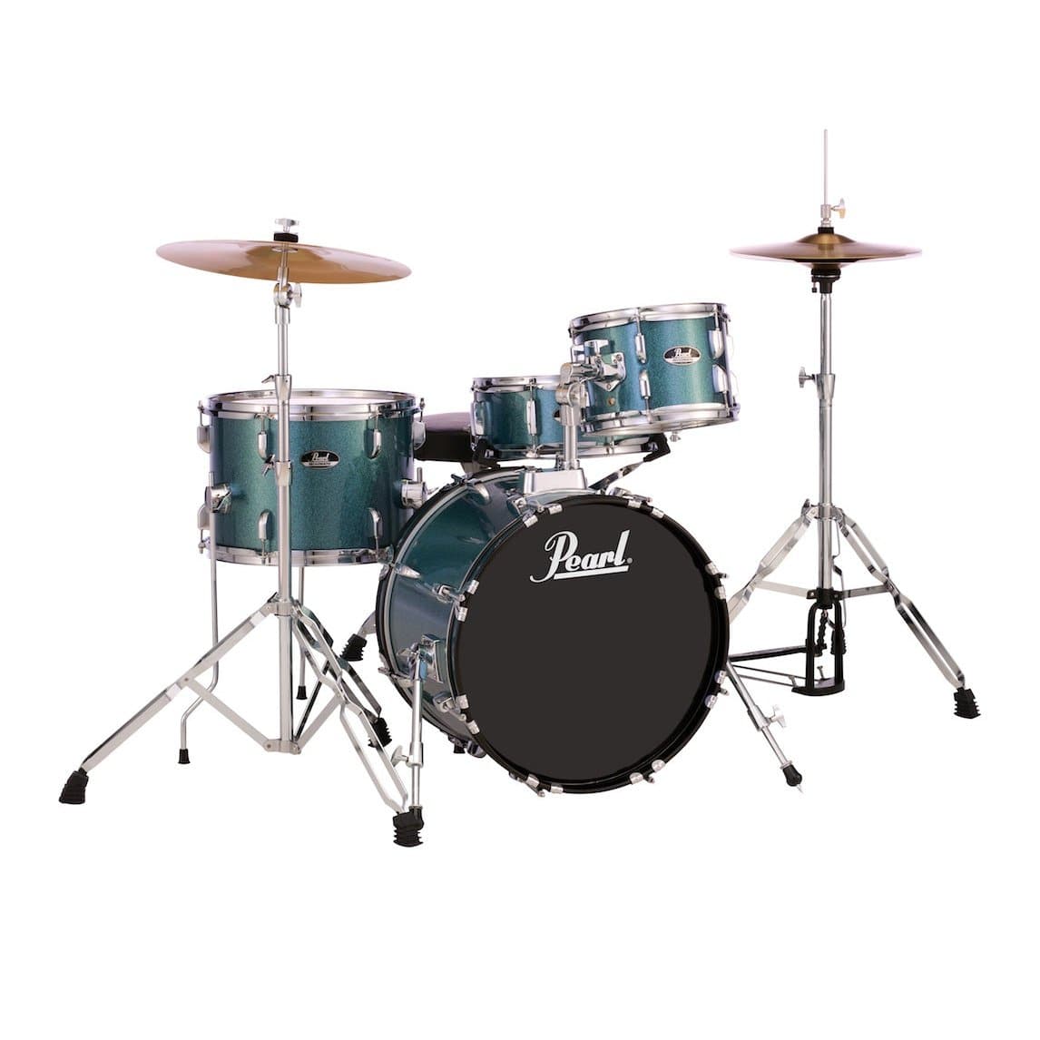 Pearl Roadshow Complete 4-pc Drum Set w/Hardware and Cymbals - Aqua Blue Glitter
