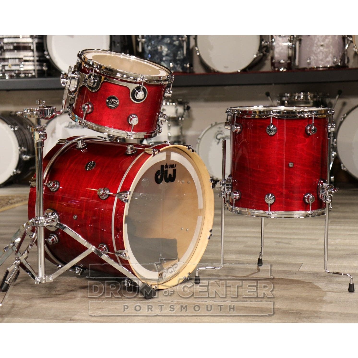 DW Performance 3pc Lacquer Drum Set 20/12/14 Cherry Stain