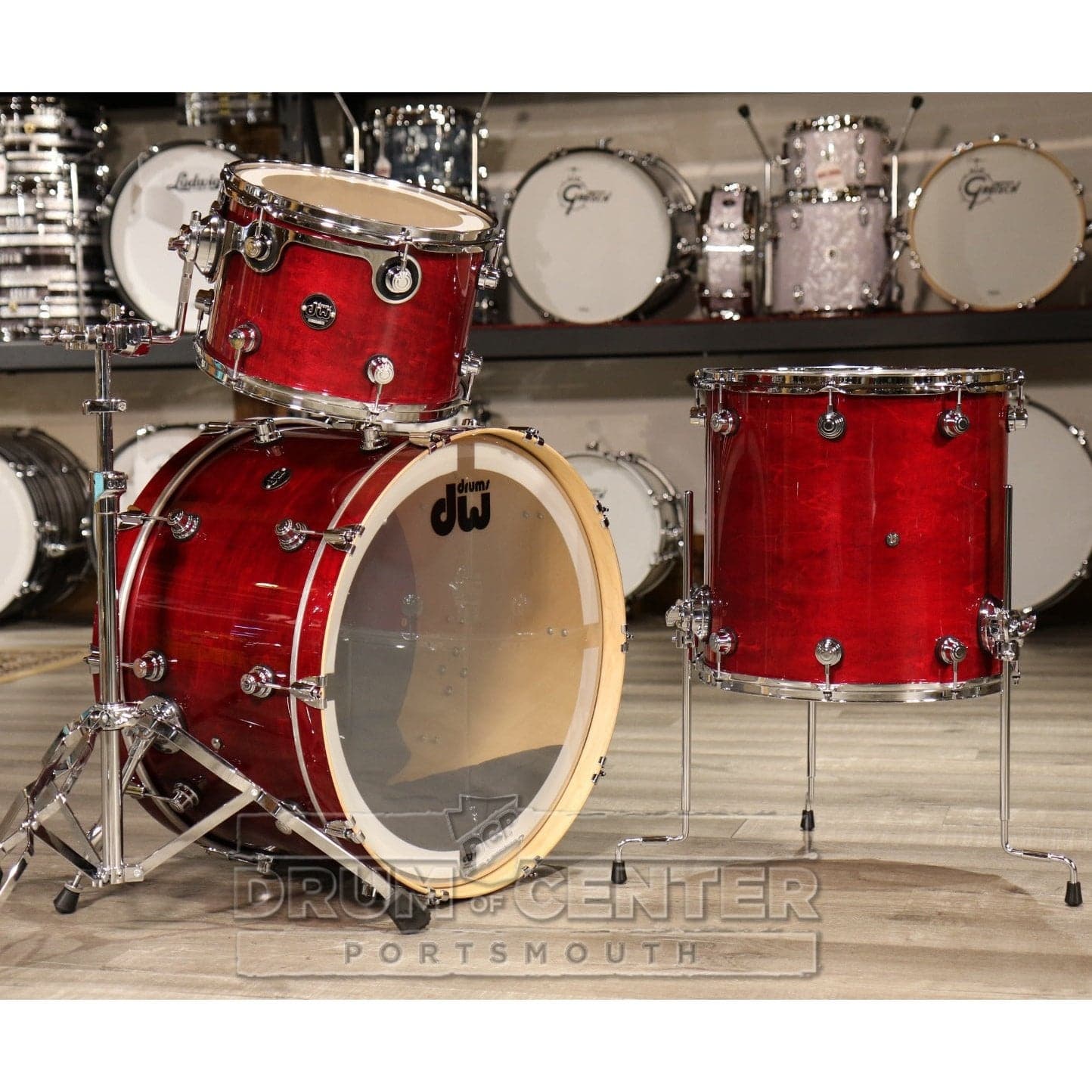 DW Performance 3pc Lacquer Drum Set 24/13/16 Cherry Stain