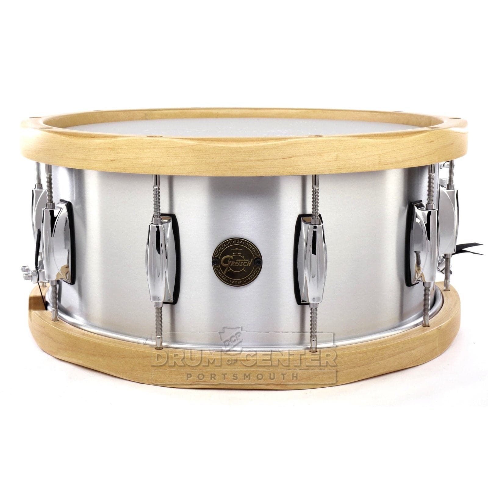 Gretsch S1-6514A-WH Full Range Aluminum Snare Drum 14x6.5 w/Wood Hoops