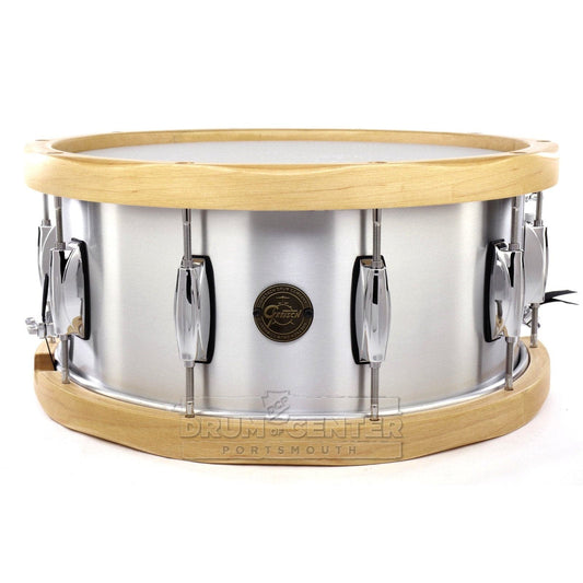Gretsch S1-6514A-WH Full Range Aluminum Snare Drum 14x6.5 w/Wood Hoops