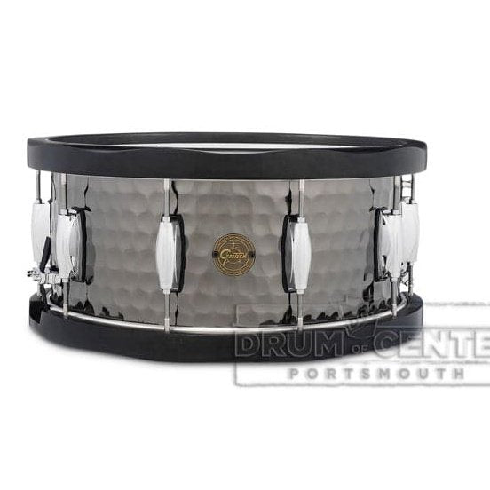 Gretsch S1-6514WH-BSH Full Range Hammered Black Steel Snare14x6.5 w/Wood Hoops