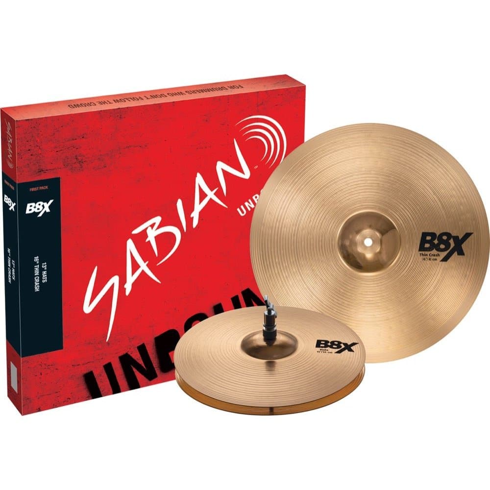 Sabian B8X First Pack w/ 13" Hi Hat Cymbals, 16" Crash
