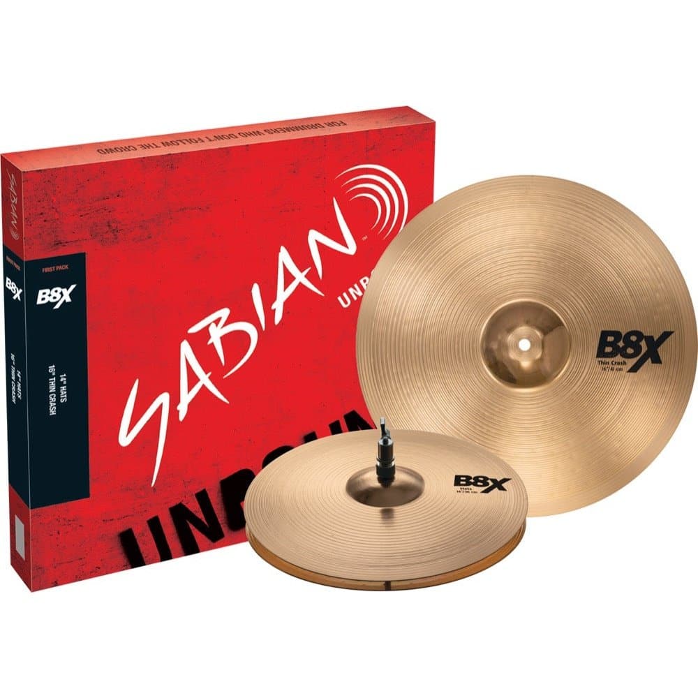 Sabian B8X First Pack w/ 14" Hi Hat Cymbals, 16" Crash