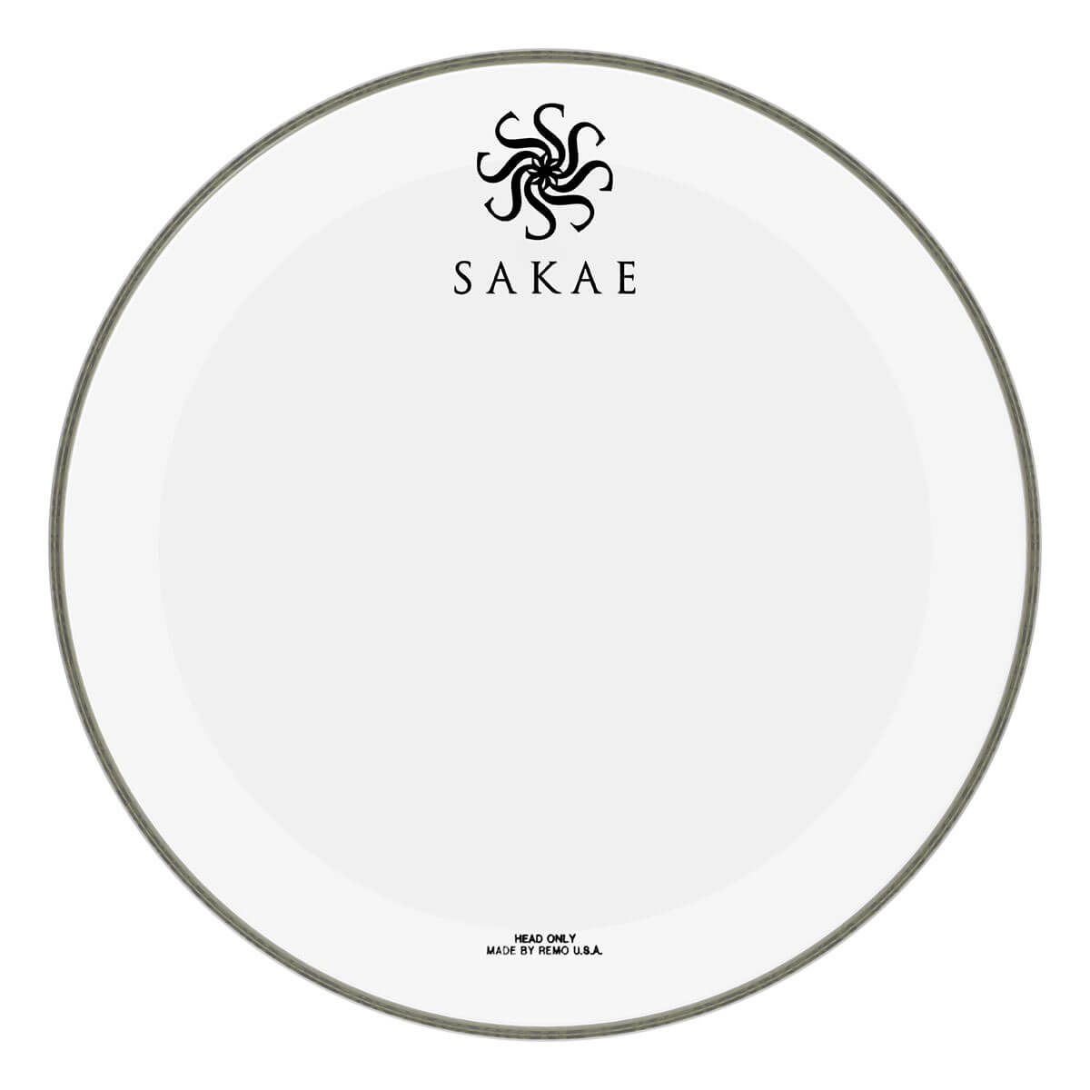 Sakae Bass Drum Logo Head: Powerstroke 3 Smooth White 18"