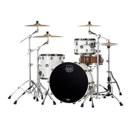 Mapex Saturn Evolution Hybrid Powerhouse Rock 3 Pc Drum Set Without Snare - 24/13/16 - Polar White