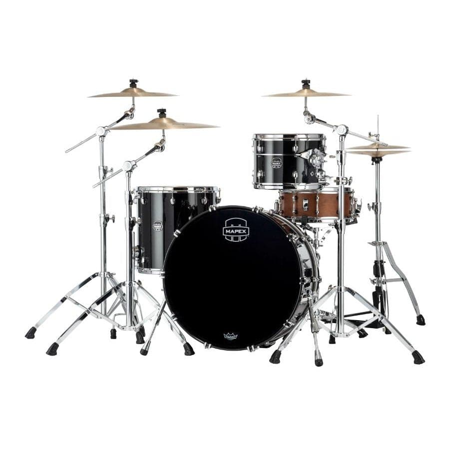 Mapex Saturn Evolution Hybrid Powerhouse Rock 3 Pc Drum Set Without Snare - 24/13/16 - Piano Black