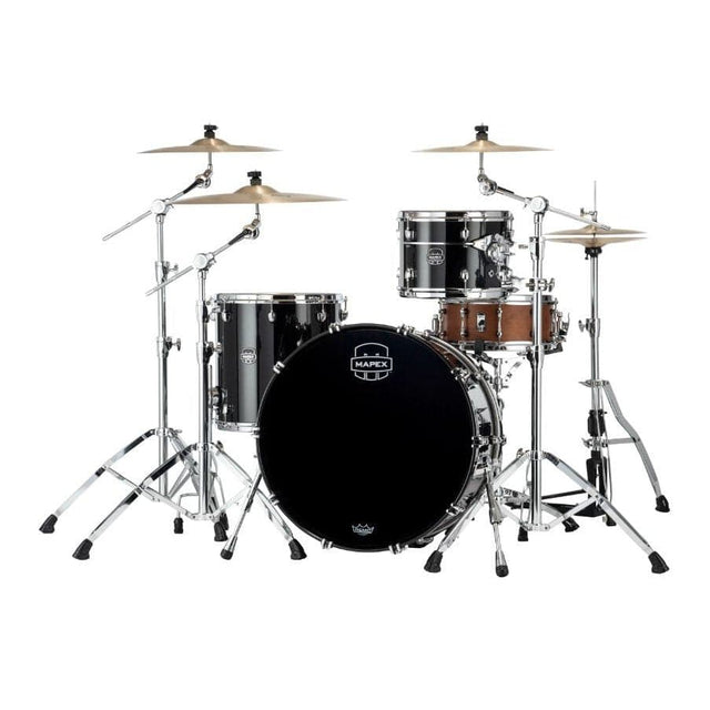 Mapex Saturn Evolution Hybrid Powerhouse Rock 3 Pc Drum Set Without Snare - 24/13/16 - Piano Black