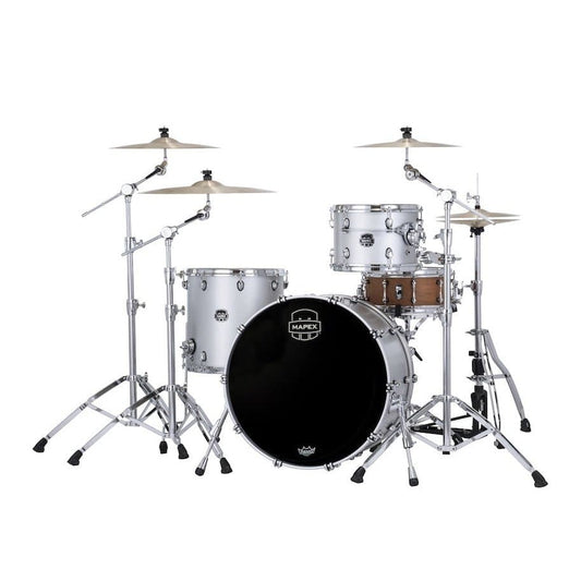 Mapex Saturn Evolution Hybrid Powerhouse Rock 3 Pc Drum Set Without Snare - 24/13/16 - Iridium Silver
