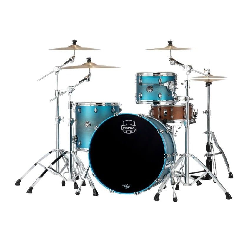 Mapex Saturn Evolution Hybrid Powerhouse Rock 3 Pc Drum Set Without Snare - 24/13/16 - Exotic Azure Burst