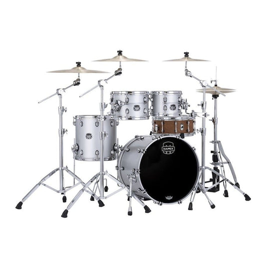 Mapex Saturn Evolution Fusion 4 Pc Birch Drum Set Without Snare - 20/10/12/14 - Iridium Silver