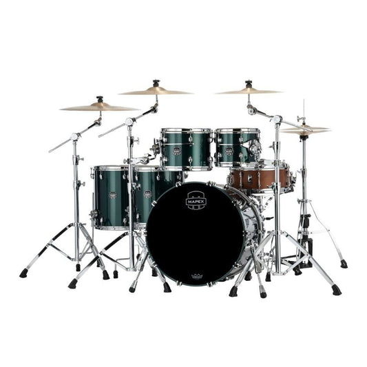 Mapex Saturn Evolution Workhorse 5 Pc Birch Drum Set Without Snare - 22/10/12/14/16 - Brunswick Green