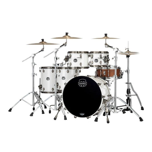 Mapex Saturn Evolution Workhorse 5 Pc Maple Drum Set Without Snare - 22/10/12/14/16 - Polar White