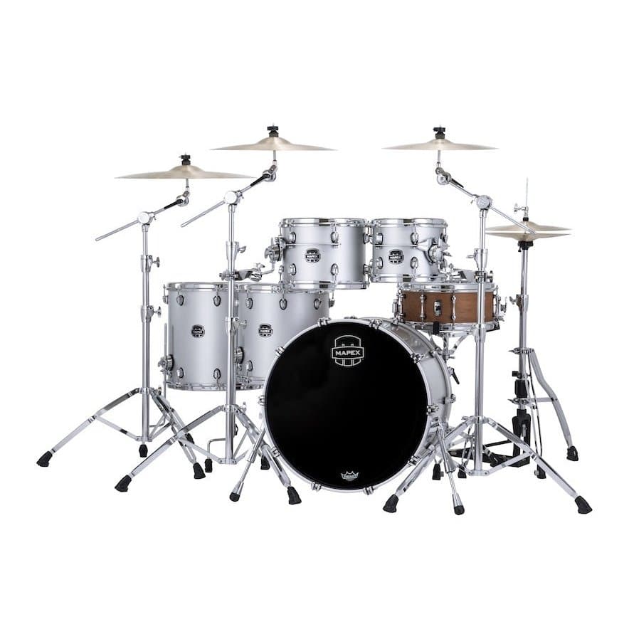 Mapex Saturn Evolution Workhorse 5 Pc Birch Drum Set Without Snare - 22/10/12/14/16 - Iridium Silver