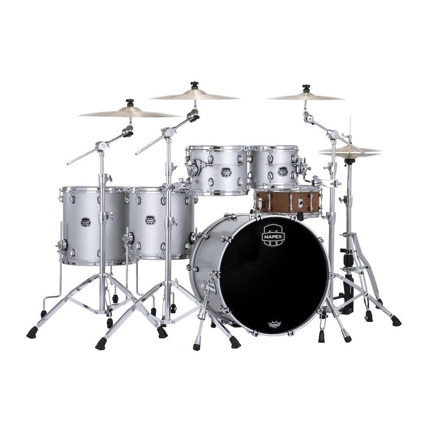 Mapex Saturn Evolution Workhorse 5 Pc Maple Drum Set Without Snare - 22/10/12/14/16 - Iridium Silver