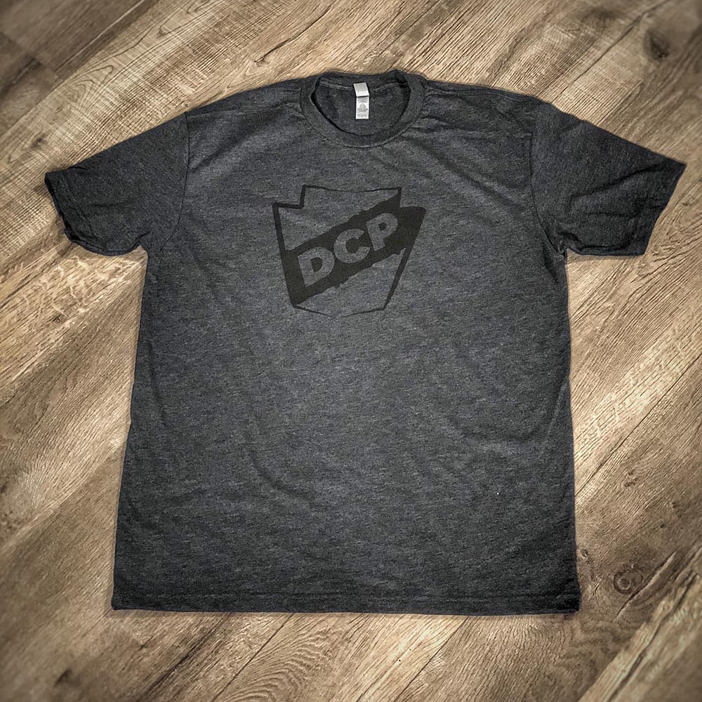 DCP Apparel : T-Shirt, Charcoal w/Black Badge, Medium