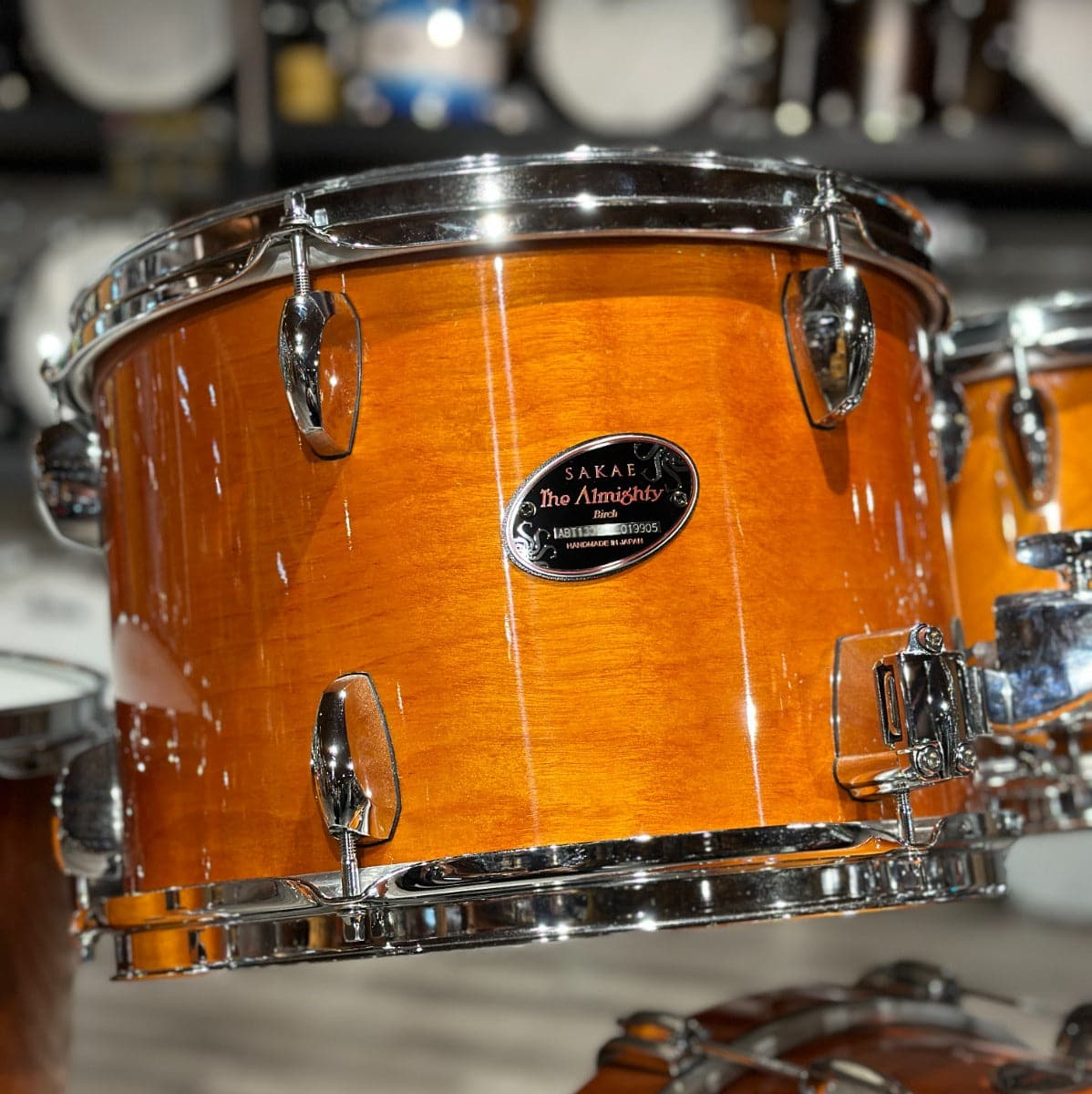 Used Sakae Almighty Birch 5pc Drum Set Amber