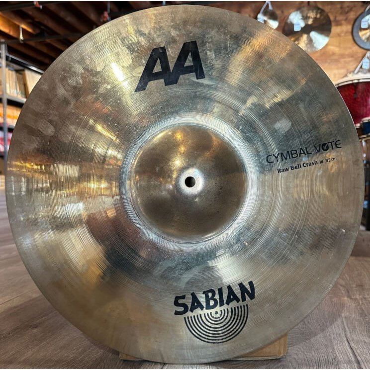 Used Sabian AA Raw Bell Crash Cymbal 18" Brilliant