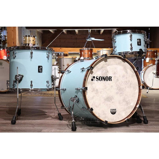 Sonor SQ1 3pc Drum Set 20/12/14 Cruiser Blue w/ Walnut Hoops
