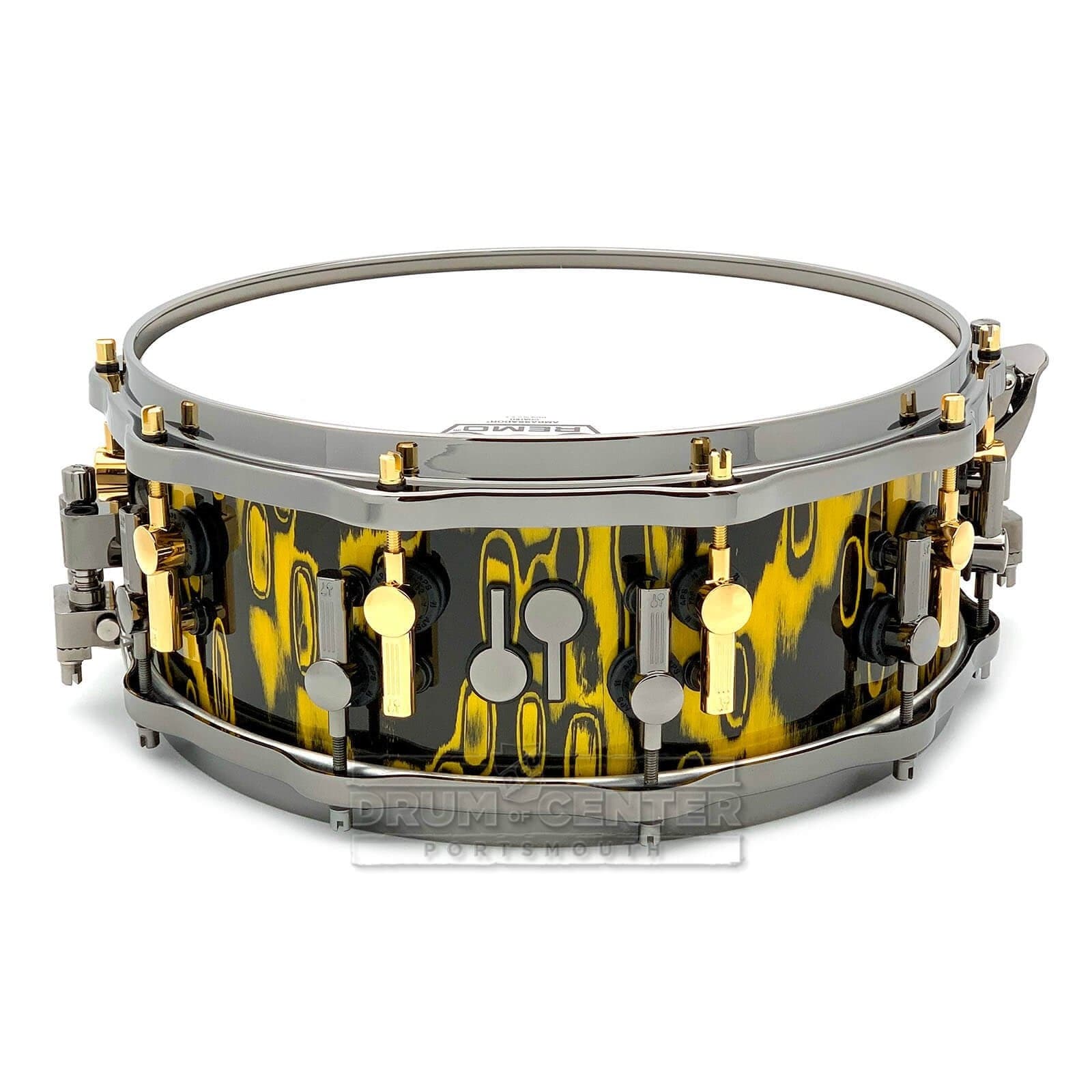 Sonor SQ2 Heavy Beech Snare Drum 14x5.5 Yellow Tribal w/Black & Gold  Hardware