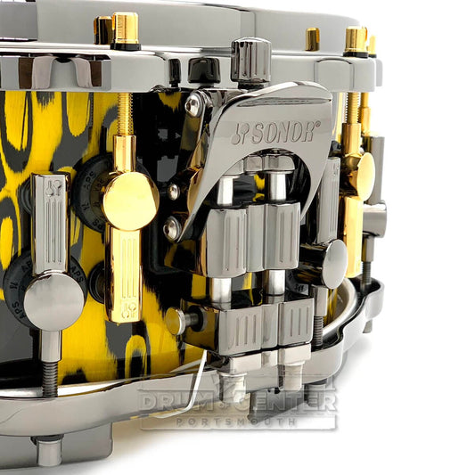 Sonor SQ2 Heavy Beech Snare Drum 14x5.5 Yellow Tribal w/Black & Gold Hardware