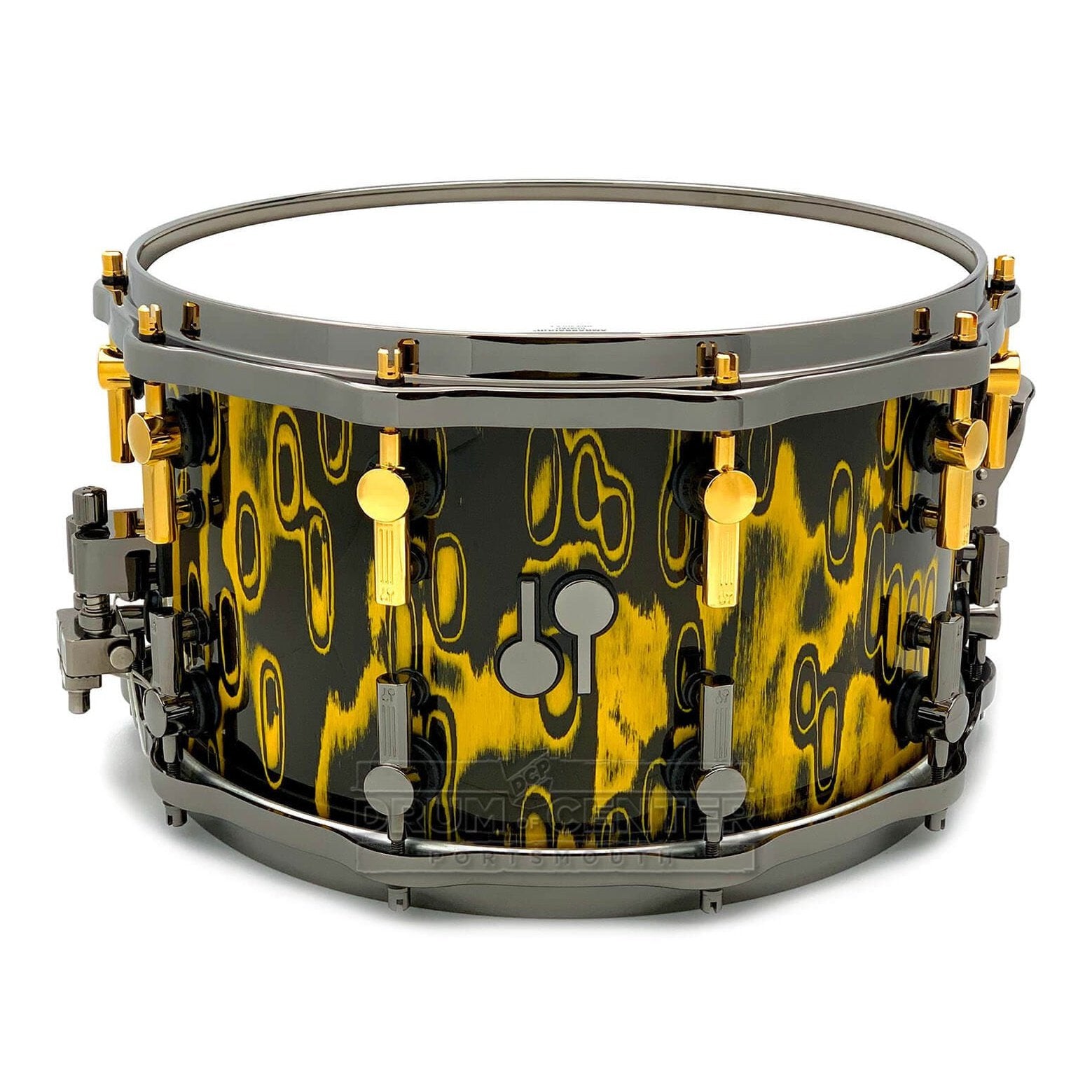 Sonor SQ2 Heavy Beech Snare Drum 14x8 Yellow Tribal w/Black & Gold Hardware