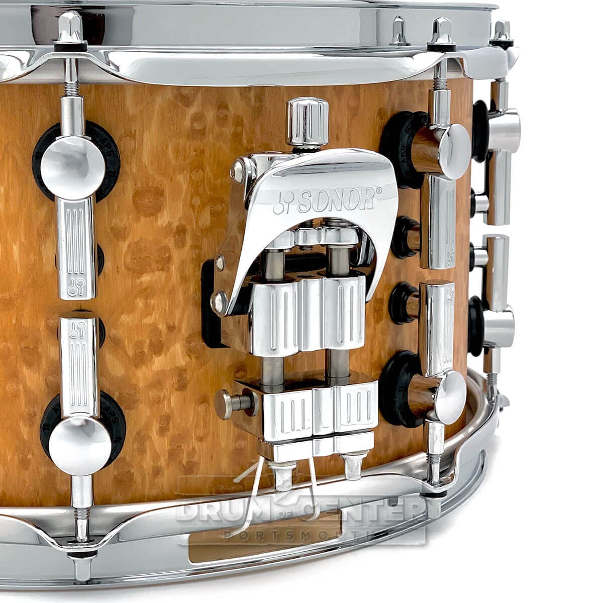 Sonor SQ2 Thin Maple Snare Drum 13x7 Birdseye Amber Semi Gloss