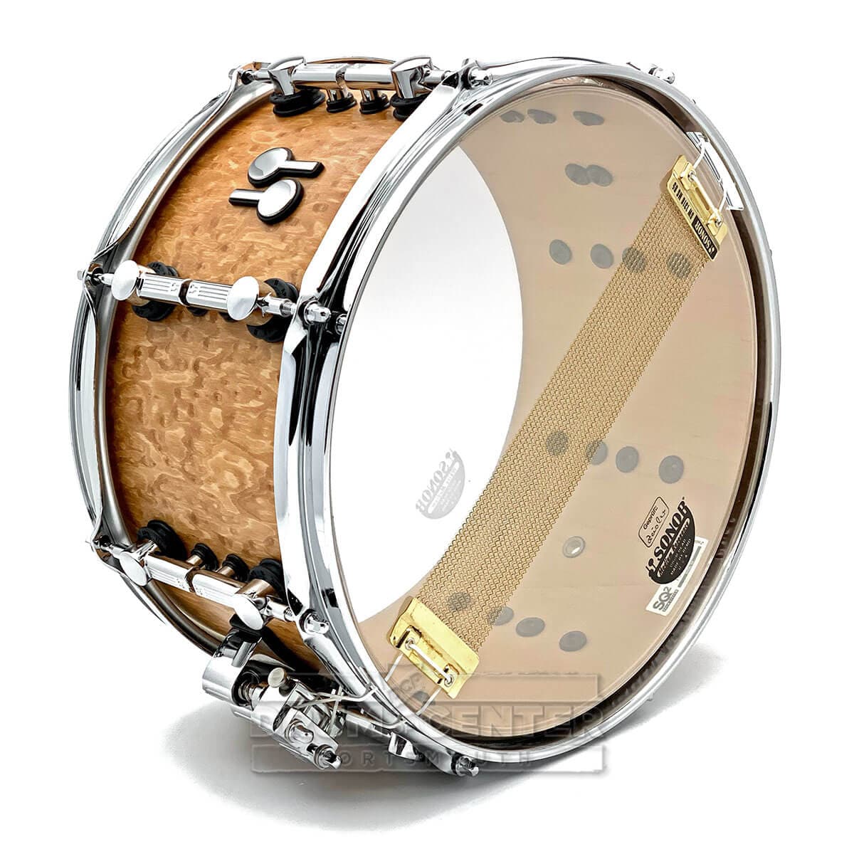 Sonor SQ2 Thin Maple Snare Drum 13x7 Birdseye Amber Semi Gloss