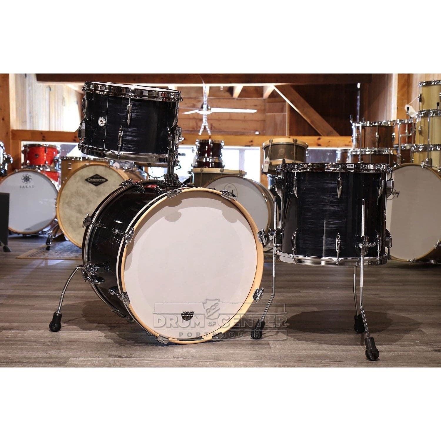 Sonor Vintage 3pc Drum Set 20/12/14 w/ Mount Black Slate