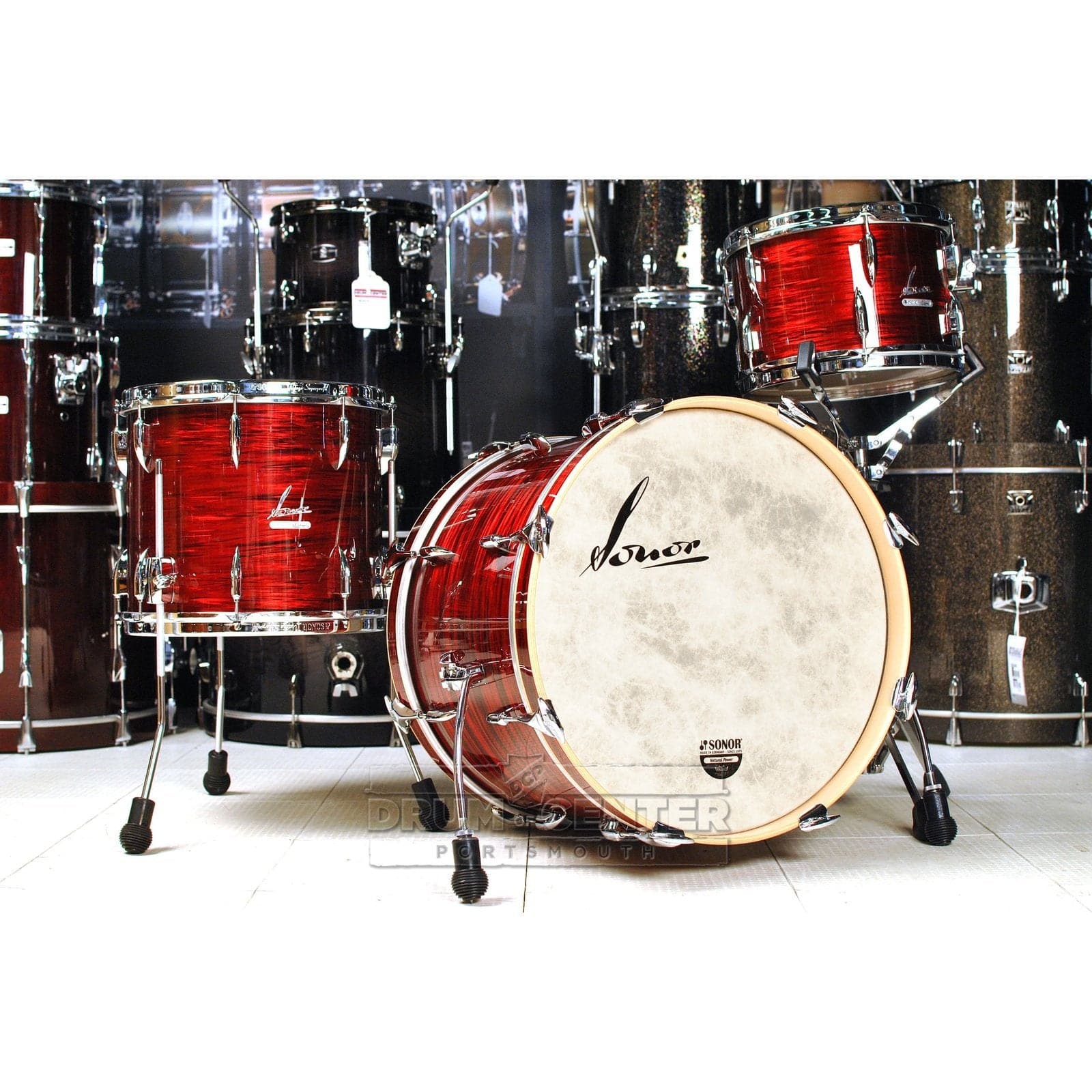 Sonor Vintage 3pc Downbeat Drum Set Vintage Red Oyster
