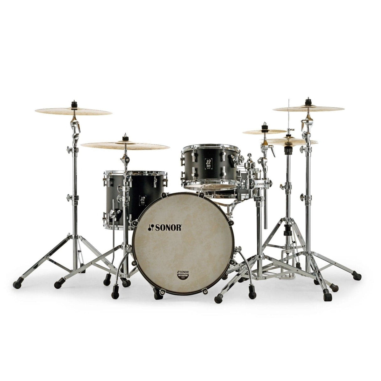 Sonor SQ1 3pc Drum Set 20/12/14 GT Black w/Matching BD Hoops