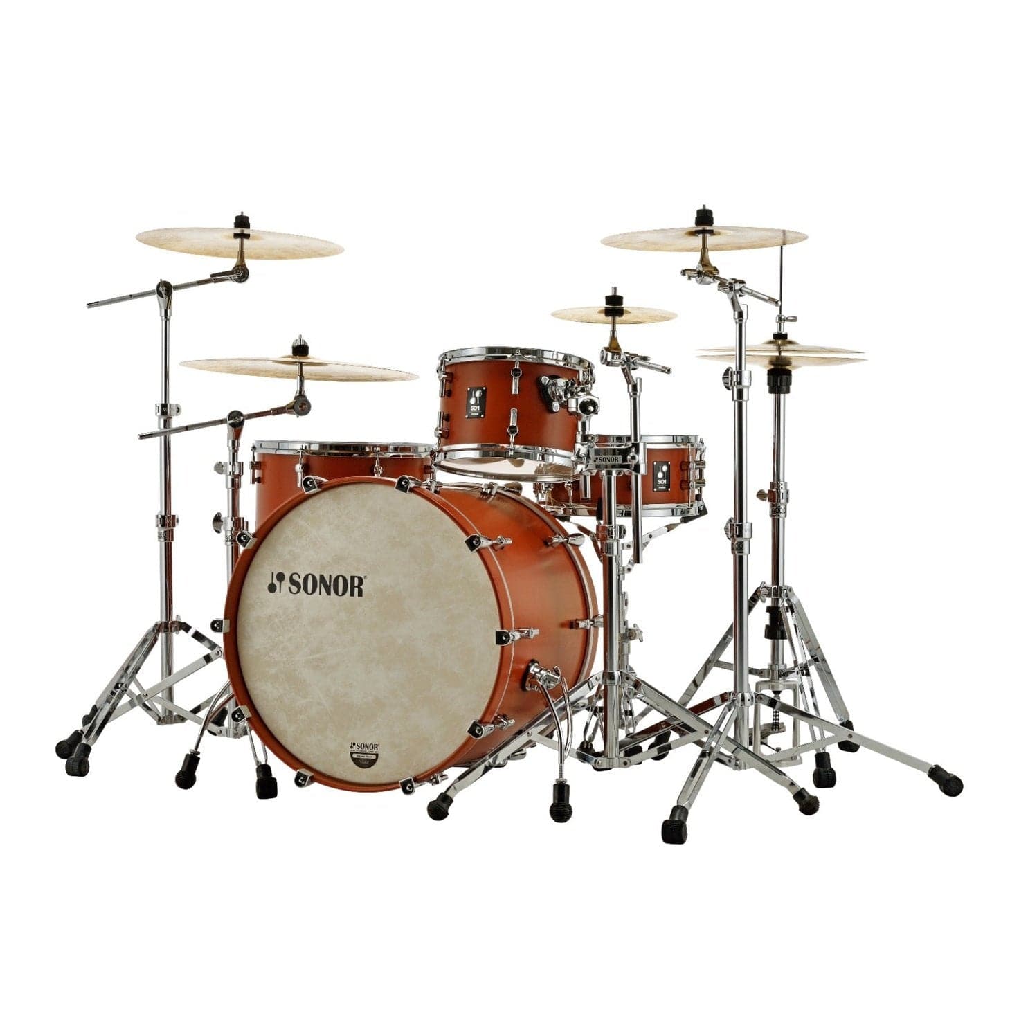 Sonor SQ1 3pc Drum Set 20/12/14 Satin Copper Brown