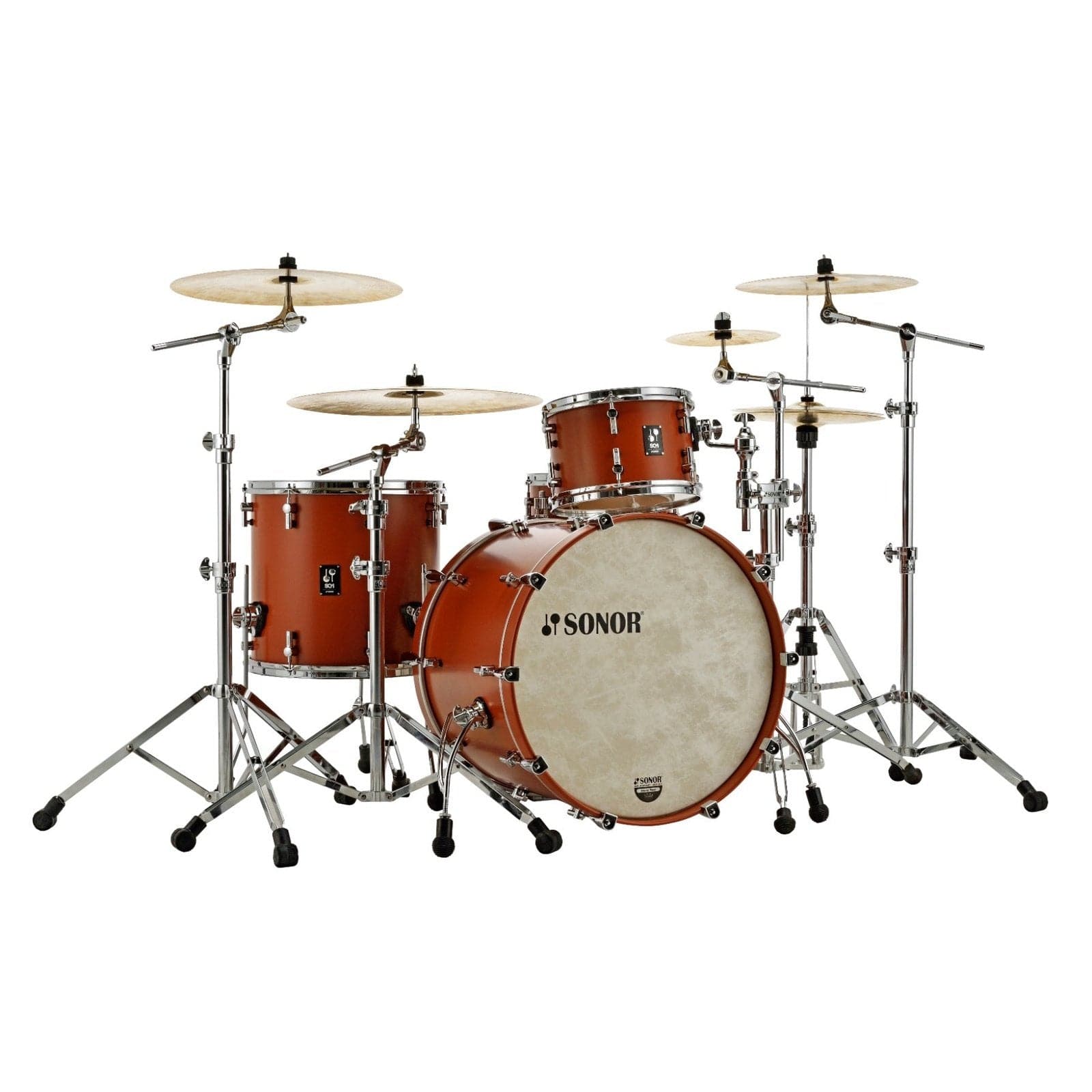 Sonor SQ1 3pc Drum Set 20/12/14 Satin Copper Brown