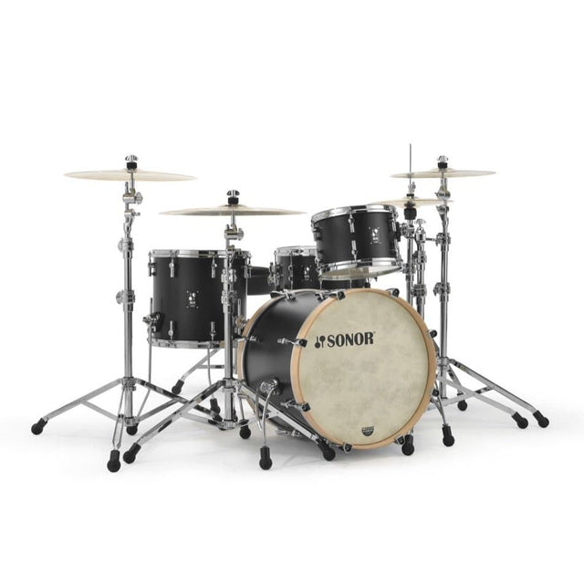 Sonor SQ1 3pc Drum Set 20/12/14 Black w/ Natural Hoops