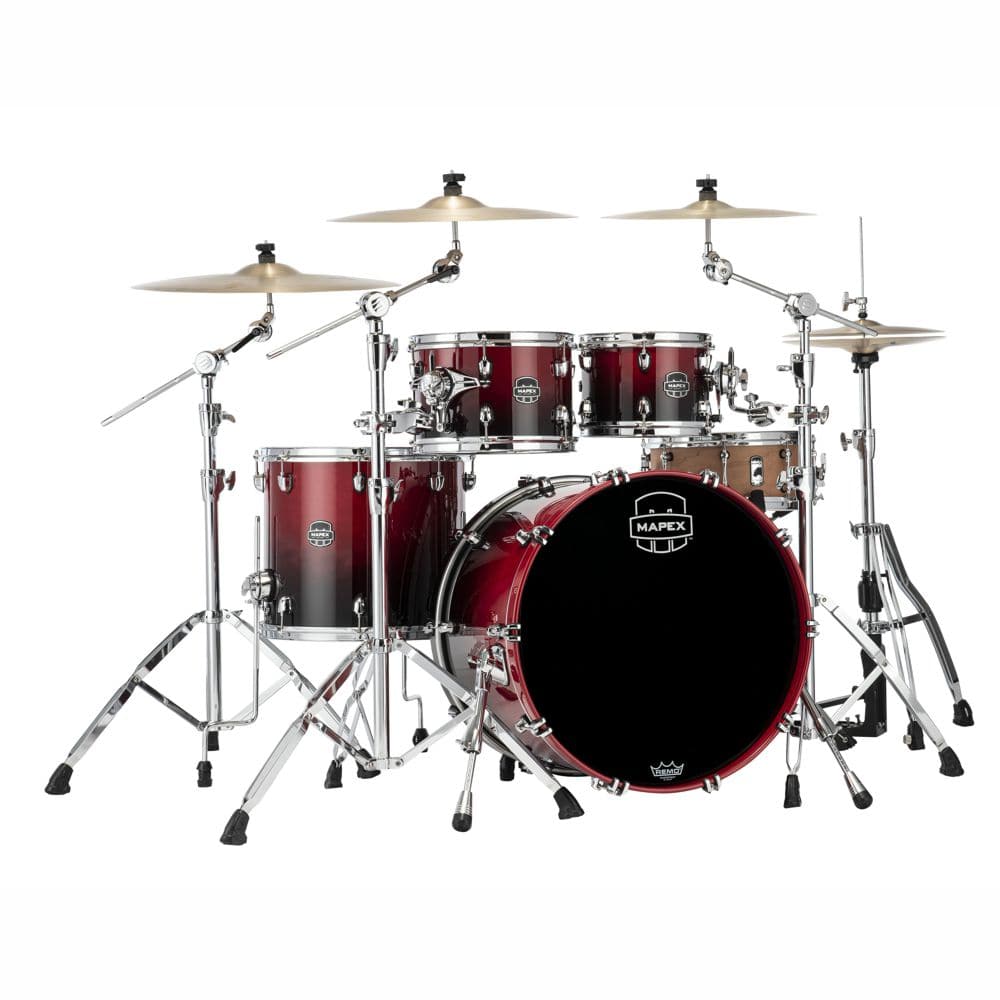 Mapex Saturn Rock 4pc Drum Set Without Snare - Scarlet Fade