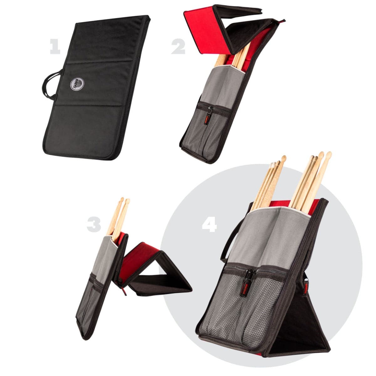 Sabian Accessories : StickFlip Drum Stick Bag Black/Red