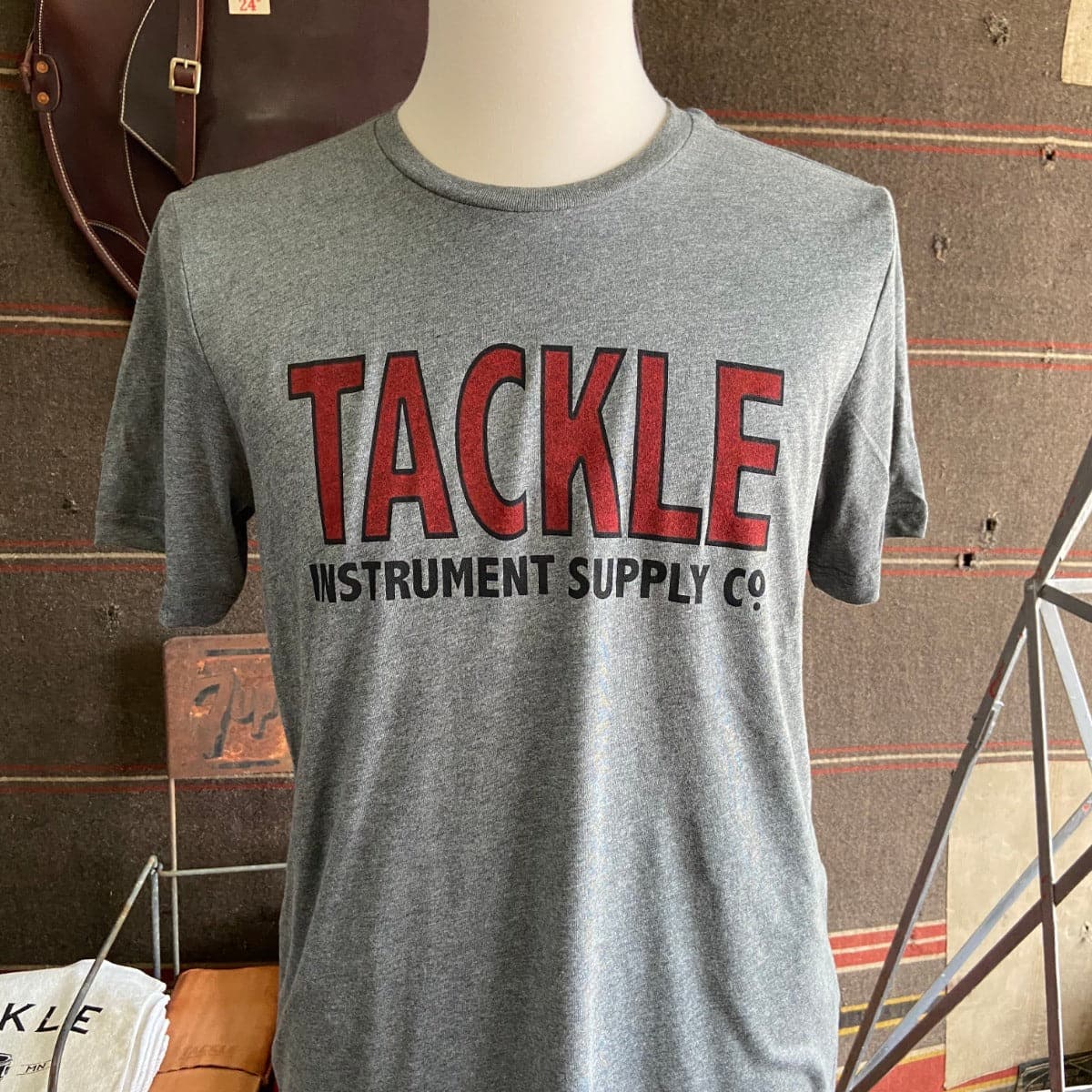 Tackle Gray T-Shirt w/Red Logo, Large