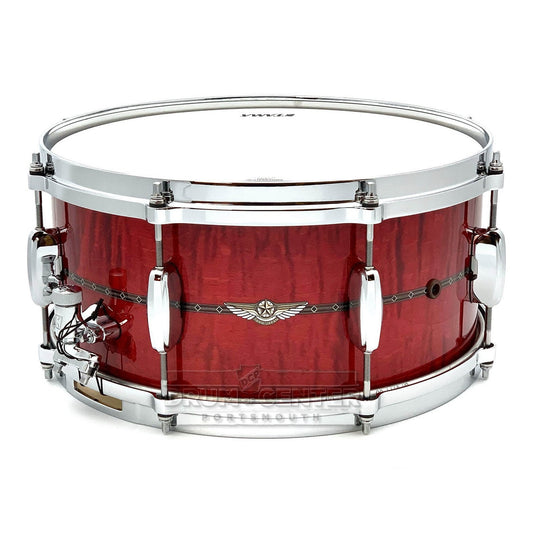 Tama Star Maple Snare Drum 14x6.5 Raspberry Curly Maple w/Outer Inlay