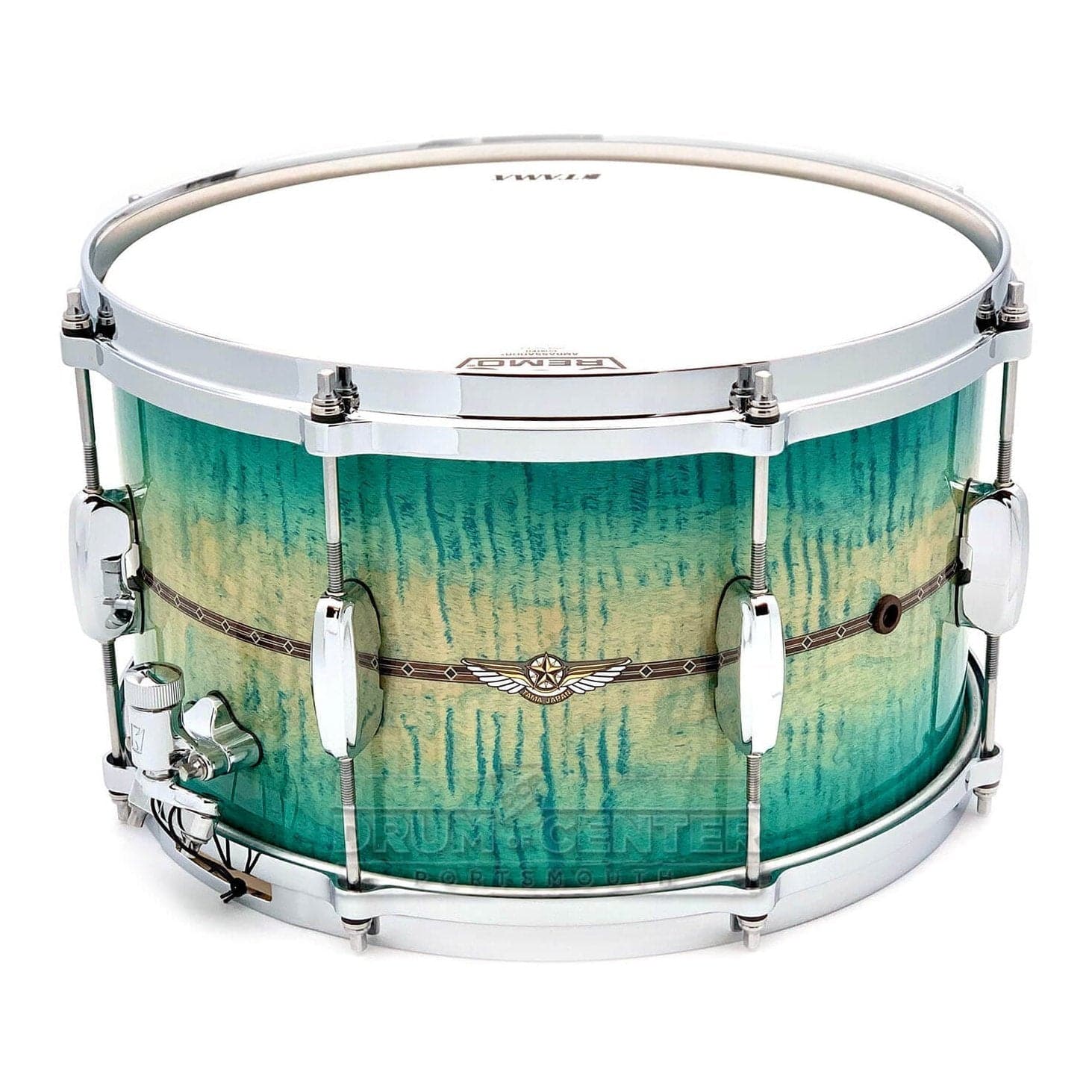 Tama Star Maple Snare Drum 14x8 Emerald Sea Curly Maple Burst w/Outer Inlay