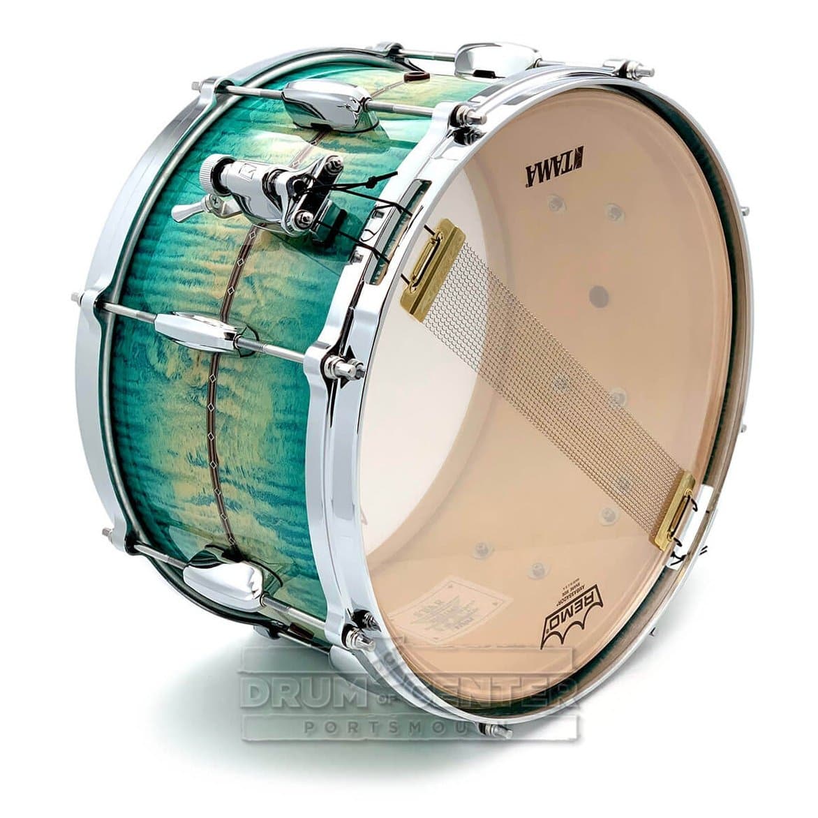Tama Star Maple Snare Drum 14x8 Emerald Sea Curly Maple Burst w/Outer Inlay
