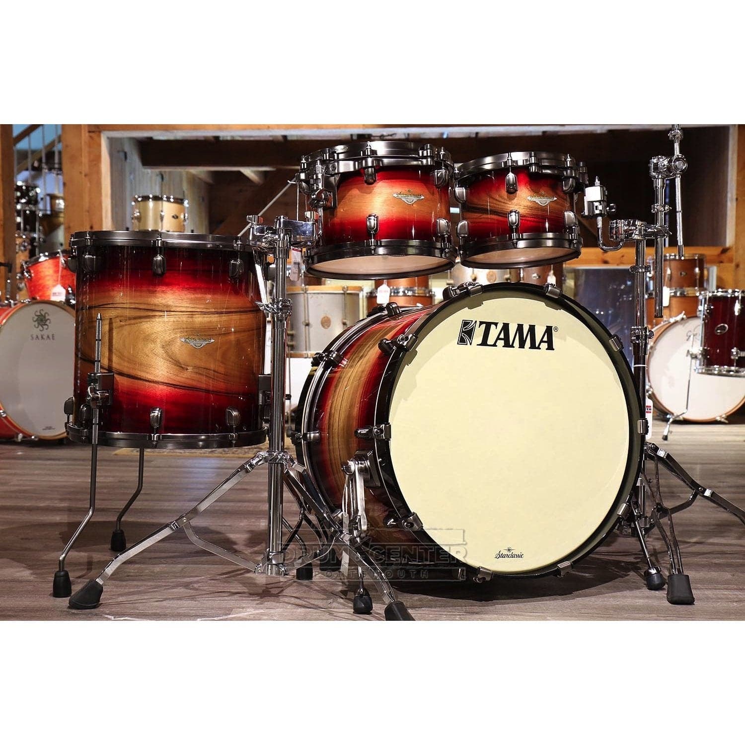 Tama Starclassic Maple Exotix 4-piece Drum Set Ruby Pacific Walnut Burst