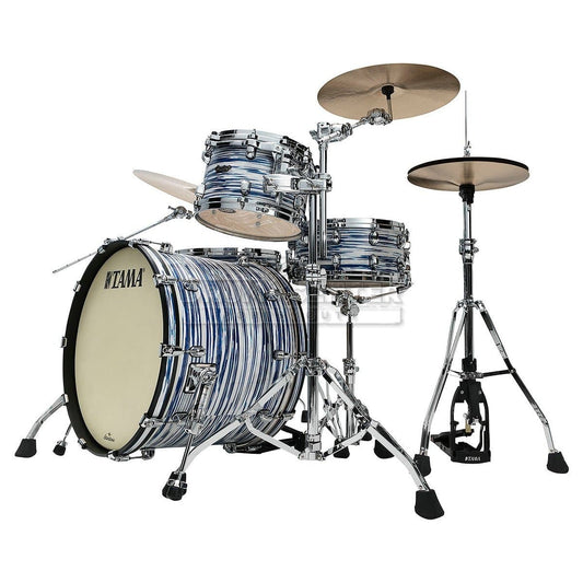 Tama Starclassic Maple 3pc Drum Set w/ 22bd, Chrome hw - Blue & White Oyster