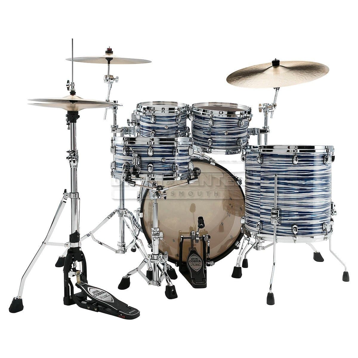 Tama Starclassic Maple 4pc Drum Set w/ 22bd, Chrome hw - Blue & White Oyster
