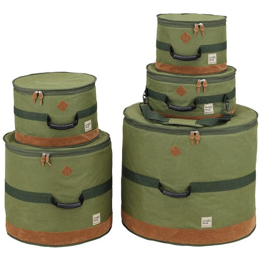 Tama Power Pad Designer Collection Drum Bag Set For 5pc Drum Kit With 22bd - Moss Green