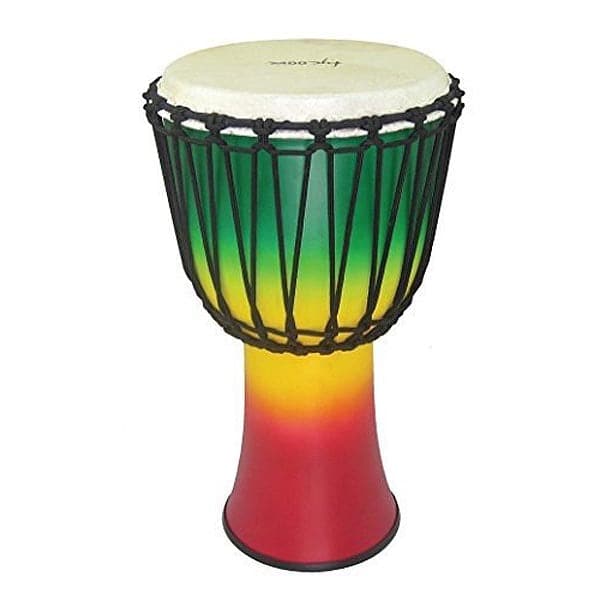 Tycoon Fiberglass Rope Tuned Djembe 10 Jamaican Red/Yellow/Green