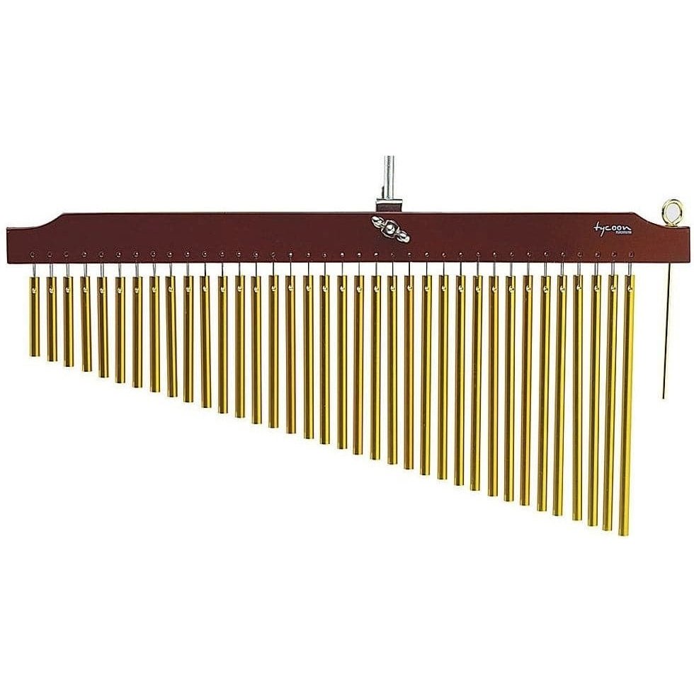 Tycoon Percussion 36 Gold Chimes With Brown Finish Wood Bar