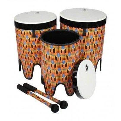 Toca Sympatico Nesting Tom Tom Set 12/14/16 Kente Cloth w/Pretuned Fiber Dot Heads