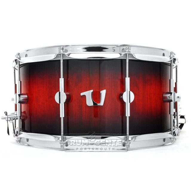 Unix Drums Stave Bubinga Snare Drum 14x6.5 Red/Black Burst